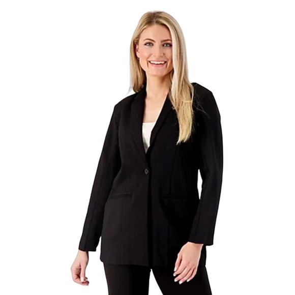 Day2Day by Duette NYC Petite Lux Knit One Button Blazer NWT BLACK SIZE XLP - Picture 1 of 7